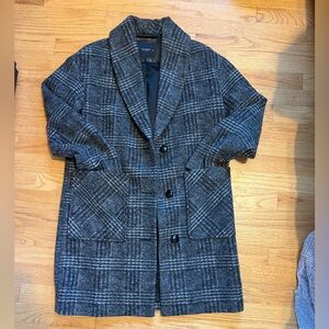 Lucky Brand ❤️ Oversized Charcoal Plaid Coat